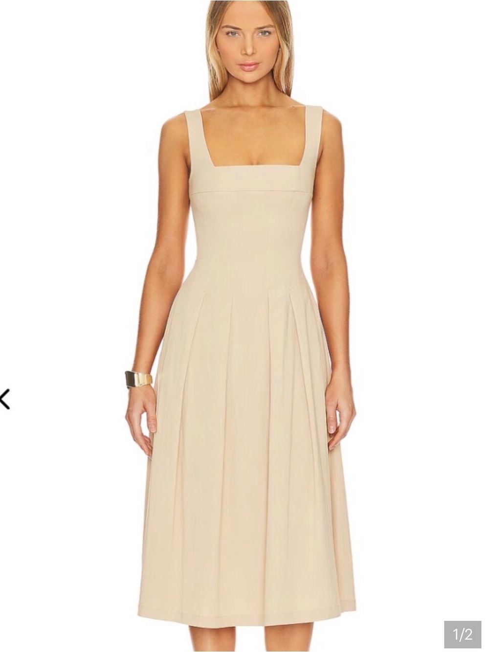 WeWoreWhat Corset Pleated Midi Dress Beige Size 0